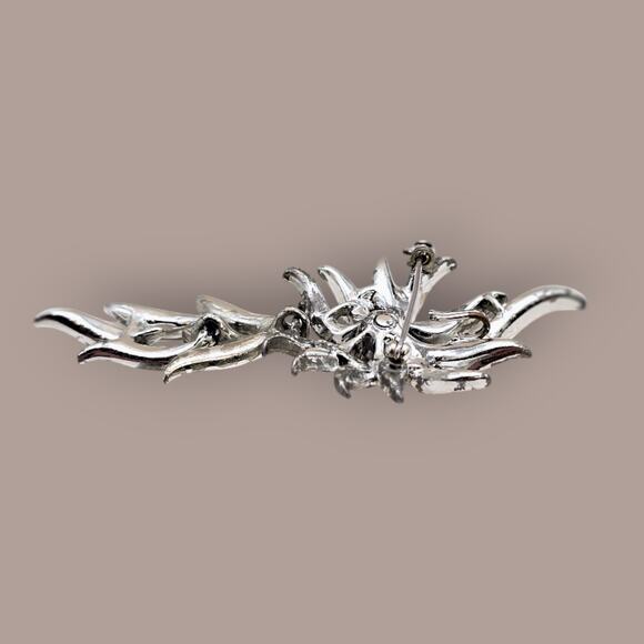 Sarah Coventry Vintage Rhinestone Spray Brooch Silver Starburst Cascade Pin - Picture 6 of 8